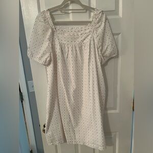 LOFT White and Black Polka Dot Midi Dress